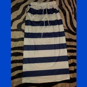 Blue & white striped long skirt